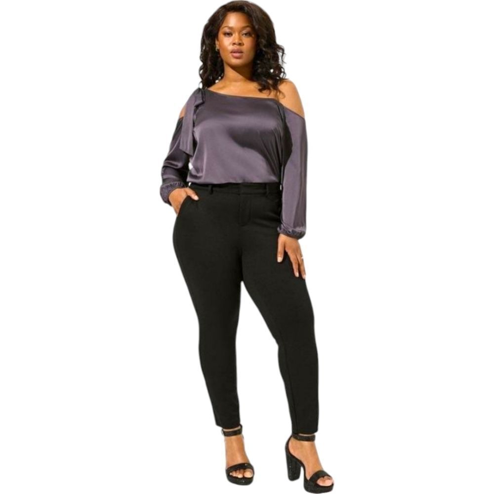 TORRID Satin Tie Front Off Shoulder Long sleeve Blouse 3X - Picture 6 of 15